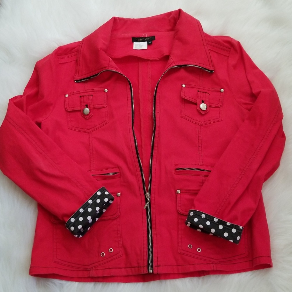 Ruby Cho Red Zippered Jacket. Size M - image 1
